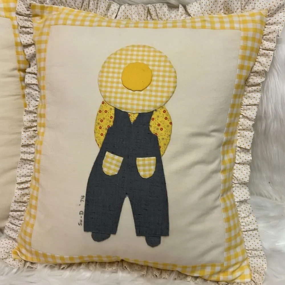 VINTAGE HAND MADE QUILTED‎ ACCENT THROW PILLOWS AMISH PRAIRE FARMHOUSE SET OF 2